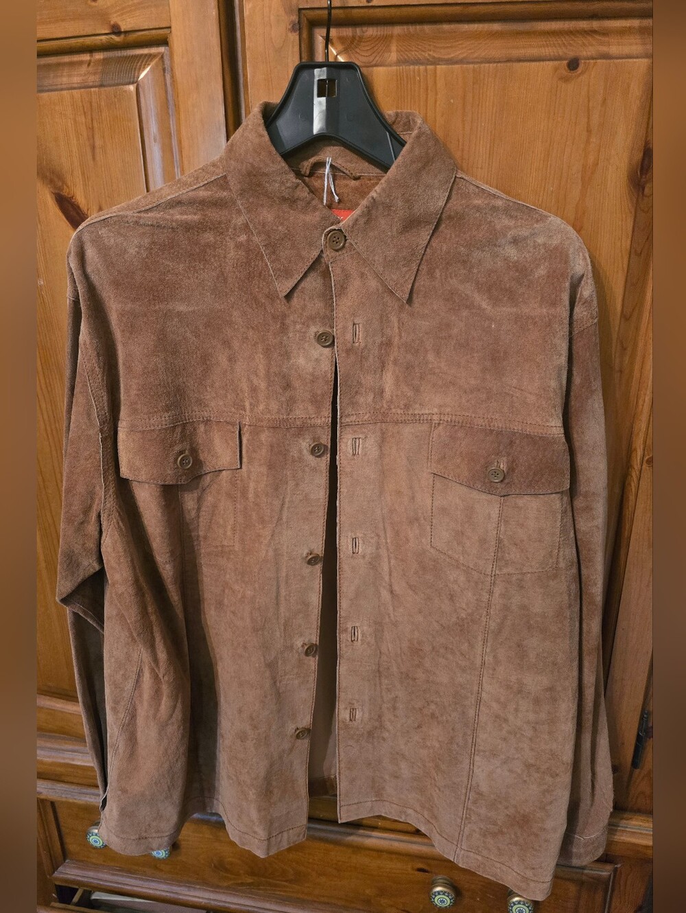 Men's Brown Suede Button-Up Jacket